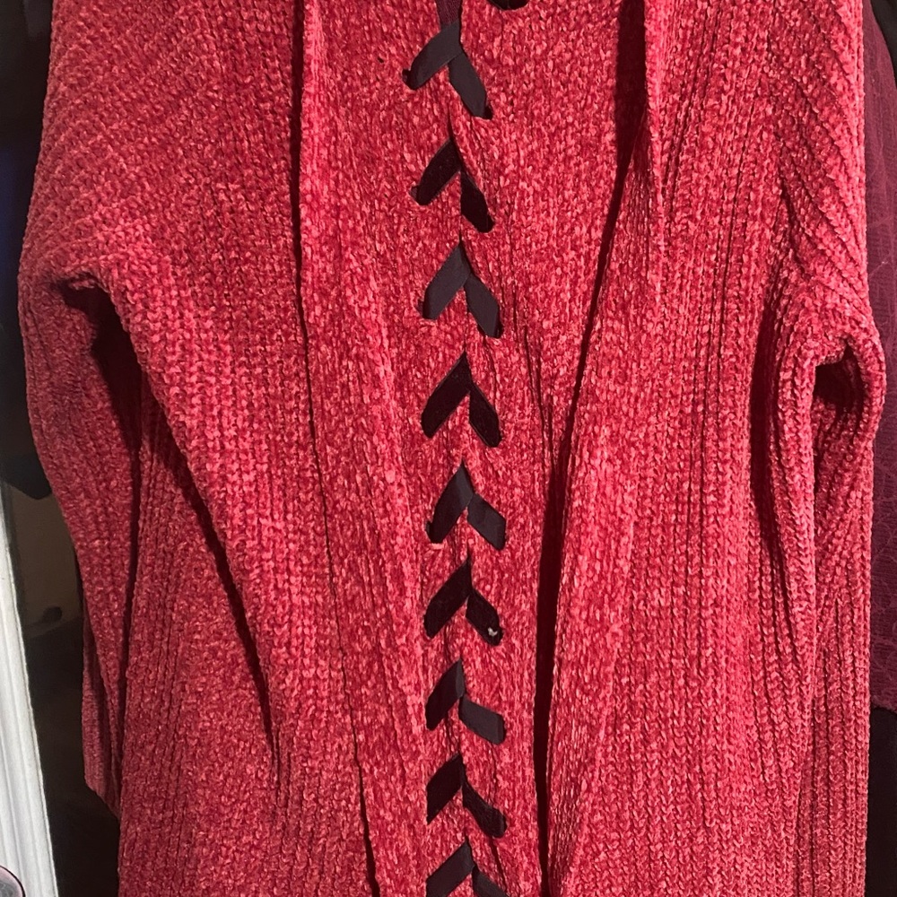 Torrid Red Cardigan with lace up back.
